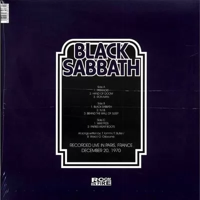 Black Sabbath - Live In Paris 1970 2-LP ROOM123
